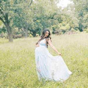 Blue tulle maxi dress